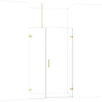 Maxaro Diamond Douchedeur | 125 cm Glanzend lichtgoud Helder glas Draaideur
