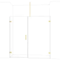 Maxaro Diamond Douchedeur | 195 cm Glanzend lichtgoud Helder glas Draaideur