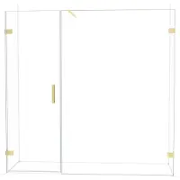 Maxaro Diamond Douchedeur | 205 cm Glanzend lichtgoud Helder glas Draaideur