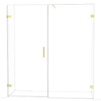 Maxaro Diamond Douchedeur | 185 cm Glanzend lichtgoud Helder glas Draaideur