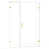 Maxaro Diamond Douchedeur | 135 cm Glanzend lichtgoud Helder glas Draaideur