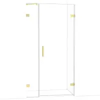 Maxaro Diamond Douchedeur | 105 cm Glanzend lichtgoud Helder glas Draaideur