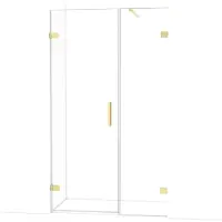 Maxaro Diamond Douchedeur | 115 cm Glanzend lichtgoud Helder glas Draaideur