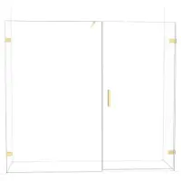 Maxaro Diamond Douchedeur | 225 cm Glanzend lichtgoud Helder glas Draaideur