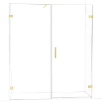 Maxaro Diamond Douchedeur | 175 cm Glanzend lichtgoud Helder glas Draaideur