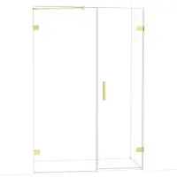 Maxaro Diamond Douchedeur | 135 cm Glanzend lichtgoud Helder glas Draaideur