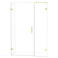 Maxaro Diamond Douchedeur | 135 cm Glanzend lichtgoud Helder glas Draaideur