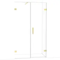 Maxaro Diamond Douchedeur | 115 cm Glanzend lichtgoud Helder glas Draaideur