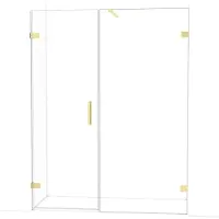 Maxaro Diamond Douchedeur | 155 cm Glanzend lichtgoud Helder glas Draaideur