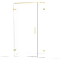 Maxaro Diamond Douchedeur | 115 cm Glanzend lichtgoud Helder glas Draaideur