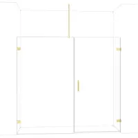 Maxaro Diamond Douchedeur | 215 cm Glanzend lichtgoud Helder glas Draaideur
