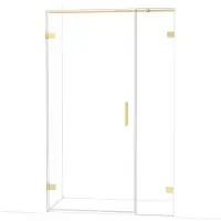 Maxaro Diamond Douchedeur | 125 cm Glanzend lichtgoud Helder glas Draaideur