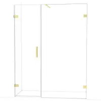 Maxaro Diamond Douchedeur | 155 cm Glanzend lichtgoud Helder glas Draaideur