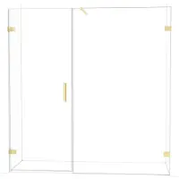 Maxaro Diamond Douchedeur | 195 cm Glanzend lichtgoud Helder glas Draaideur