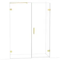 Maxaro Diamond Douchedeur | 145 cm Glanzend lichtgoud Helder glas Draaideur