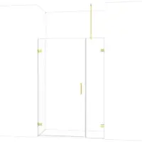 Maxaro Diamond Douchedeur | 135 cm Glanzend lichtgoud Helder glas Draaideur