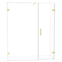 Maxaro Diamond Douchedeur | 165 cm Glanzend lichtgoud Helder glas Draaideur