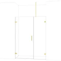 Maxaro Diamond Douchedeur | 145 cm Glanzend lichtgoud Helder glas Draaideur
