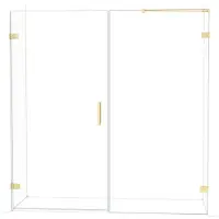 Maxaro Diamond Douchedeur | 195 cm Glanzend lichtgoud Helder glas Draaideur