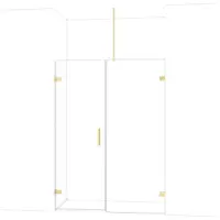 Maxaro Diamond Douchedeur | 145 cm Glanzend lichtgoud Helder glas Draaideur