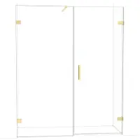 Maxaro Diamond Douchedeur | 165 cm Glanzend lichtgoud Helder glas Draaideur