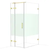 Maxaro Diamond Douchecabine | 120x80 cm Glanzend lichtgoud Helder met matte strook Draaideur Rechthoek