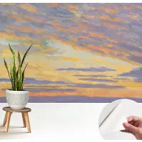 Wallfluent Zelfklevend Behang - Pastelkleurige hemel Zelfklevend fotobehang - 208x146 cm - Paars Zelfklevend Behang - Herpositioneerbaar - Voor de slaapkamer, woonkamer en hal Zelfklevend Behang