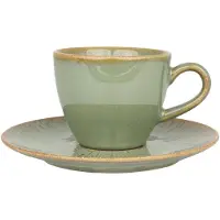 Bonna Espresso kopjes & schotel sage snell porselein set van 6
