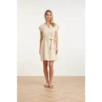 Smashed Lemon Zomerse jurk met taillelint en diagonale print |