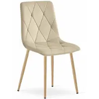 Leobert Eetkamerstoel LIBRA Lichtbeige – Houtlook Metalen Poten, Modern Velvet Bekleding, Ergonomisch Design, Max. 120 kg