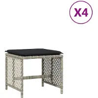 vidaXL Tuinkrukken 4 st met kussens 41x41x36 cm poly rattan lichtgrijs