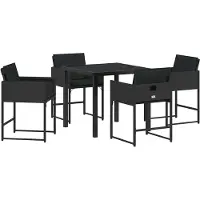 vidaXL Tuin Eettafel Set 5 st Zwart poly rattan