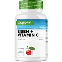Vit4ever IJzer met 40mg natuurlijke vitamine C - 365 ijzertabletten - Hoge biologische beschikbaarheid door chelaatcomplex (ijzerbisglycinaat) - Hoog gedoseerd, veganistisch, zonder ongewenste toevoegingen