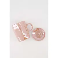Zusss Cadeauset Theemok En Dipschaaltje Hartje Parelmoer Roze - Verjaardag - Cadeau Dames Keramiek Roze