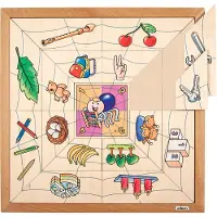Educo Spinsorteerpuzzel Hoeveelheden - Houten speelgoed - Houten puzzel - Educatief speelgoed - Kinderspeelgoed - 17 stukjes - 40x40