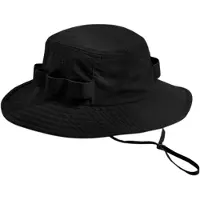 Beechfield - Safari hoed - Bucket hat - Vissershoedje - Zonnehoed - Met kinband - UPF50+ bescherming - Zwart - Maat S/M
