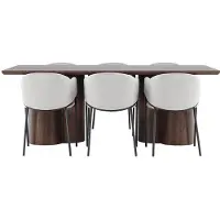 Ebuy24 Olivia eethoek tafel 100x210cm en 6 velours stoelen met armleuningen mocca.