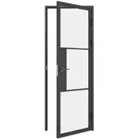 Inova Complete glazen binnendeur - stalen draaideur - 99x236 met kozijn - helder - 3 vakken - rechts - met slot - met greep
