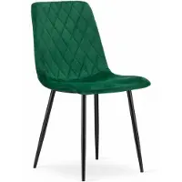 Leobert Eetkamerstoel TURIN Groen – Velvet Bekleding, Modern, Ergonomisch Design, Zwarte Metalen Poten, Max. 120 kg