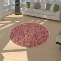 Tapis.fr Shaggy tapijt Trista roze 80 cm rond
