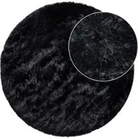 Tapis.fr Hoogpolig tapijt Silvana zwart 80 cm rond