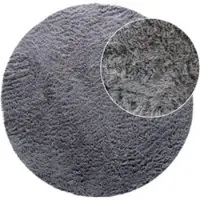 Tapis.fr Hoogpolig tapijt Silvana grijs 120 cm rond