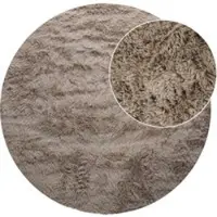 Tapis.fr Hoogpolig tapijt Silvana taupe 120 cm rond