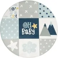 Tapis.fr Kindertapijt wasbaar Chiko blauw 120 cm rond