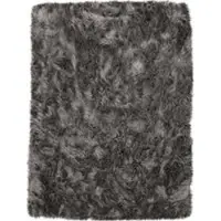 Tapis.fr Hoogpolig tapijt Playara antraciet 60x100 cm