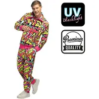 Boland - Trainingspak Street art dude UV (XXL) - Volwassenen - - 80s - 90s - foute party - grappig - retro trainingspak - neon
