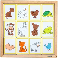 Educo Sorteerlotto - Dieren en hun huisjes - Houten speelgoed - Houten puzzel - Educatief speelgoed - Kinderspeelgoed - 34x34cm - 9 stukjes