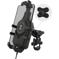 RAM Mount Quick-Grip Pro Qi2 15W Waterdichte Motor Telefoonhouder met U-Beugel en Trillingsdemper