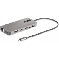 StarTech.com .com USB-C adapter met triple monitor ondersteuning, met HDMI/DP/kaartlezer - Dockingstation - USB-C 3.2 Gen 1 / Thunderbolt 3 / Thunderbolt 4 - HDMI, 2 x DP - 1GbE