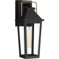 QUOIZEL LED Wand Buitenlamp Buckley | 1X E27 Max 40W | Matt Black & Brass Accent